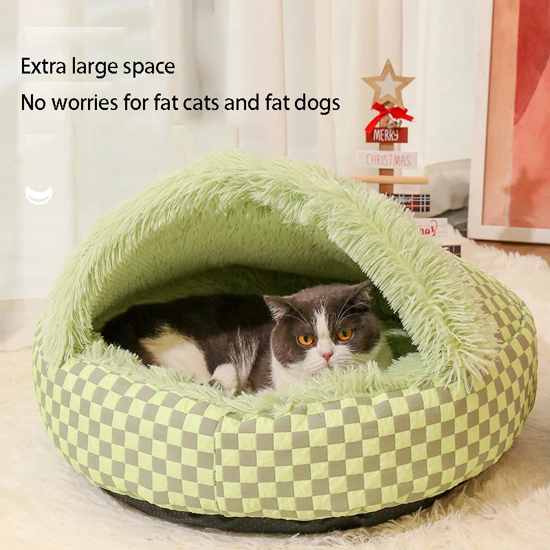 Pets Tent Cat House – Cozy Cave Nest with Mat for Winter Comfort
