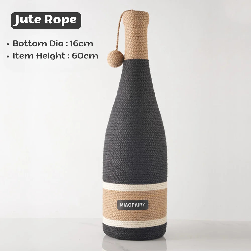 Red Wine Bottle Cat Scratcher | 60cm Jute Post + Hanging Ball Toy