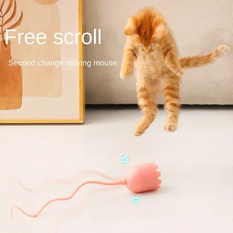 USB Electric Rolling Ball Cat Toy – Interactive Teaser with Mouse Tail
