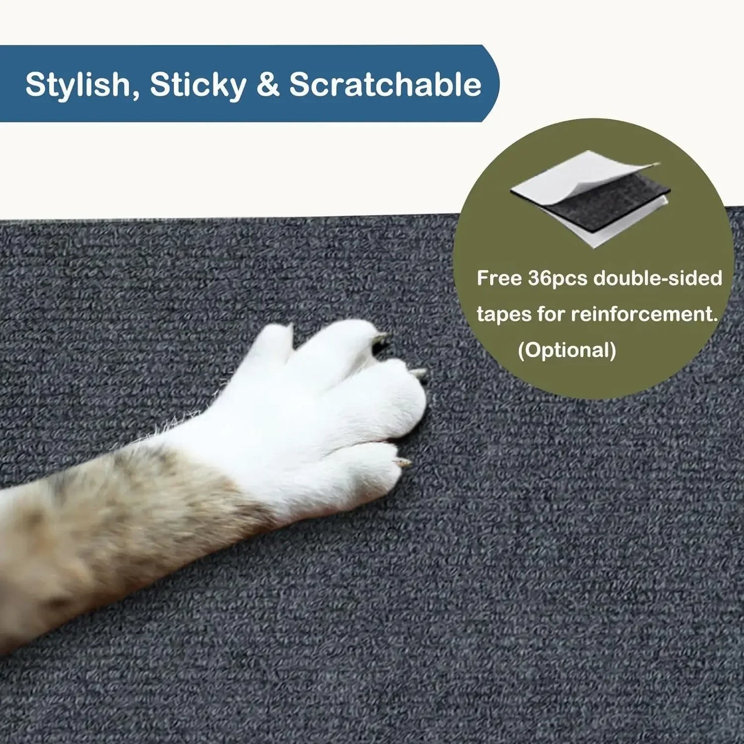 Self-Adhesive Cat Scratch Board – Wall-Mounted, Trimmable Sofa Protector
