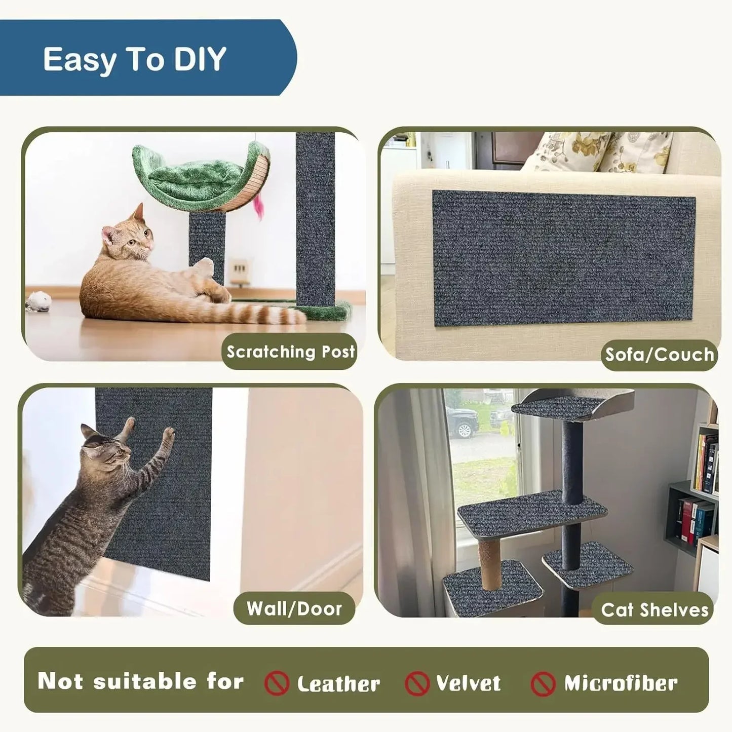 Self-Adhesive Cat Scratch Board – Wall-Mounted, Trimmable Sofa Protector