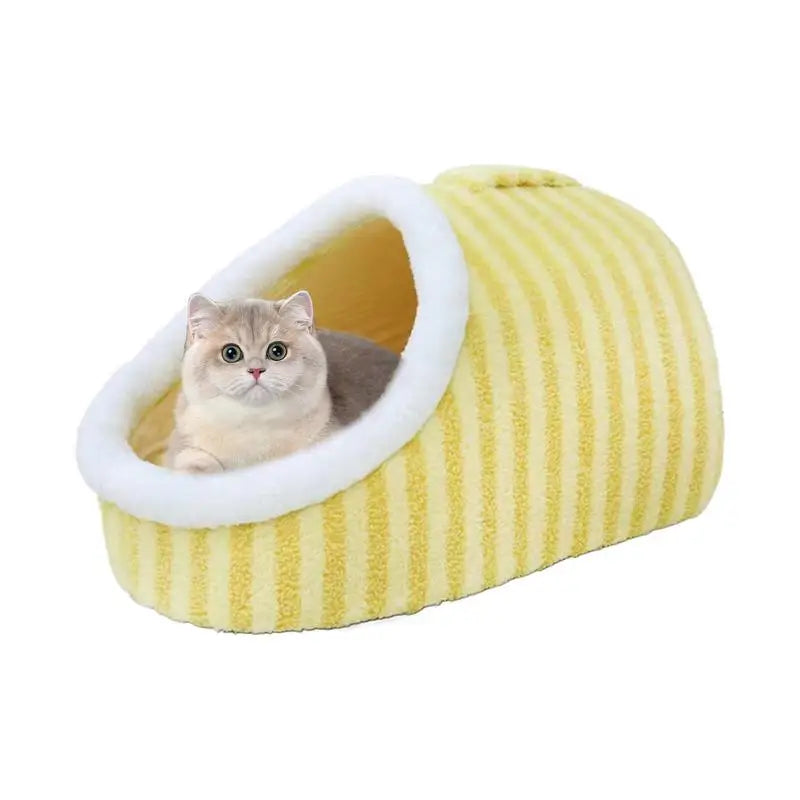 Cozy Slipper Cat Cave – Covered Hideaway Bed for Indoor Cats