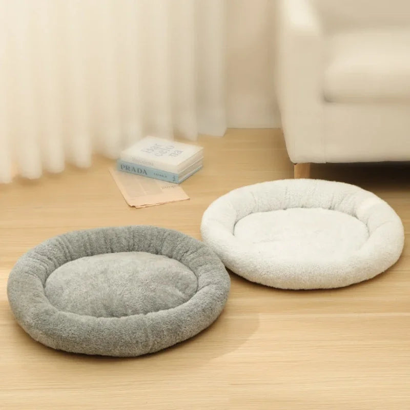 Round Pet Bed – Warm Fleece Nest for Small Pets