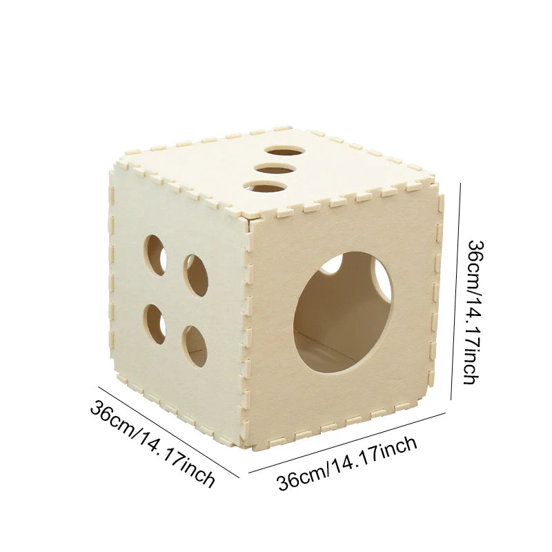 Dice-Shaped Cat Bed – Foldable Felt Cloth for Indoor Use