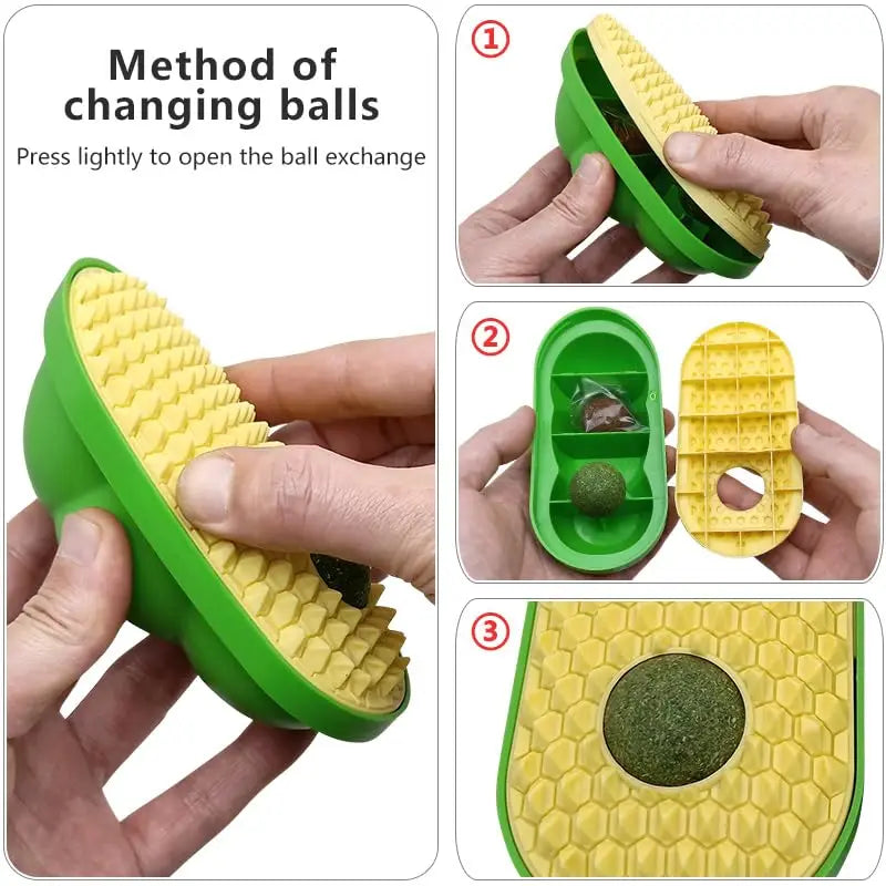 Catnip Wall Ball & Self-Groomer – Fun, Lickable Toy & Face Scraper!