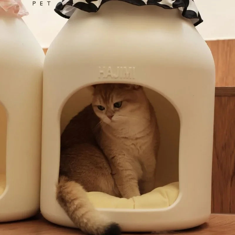 Baby Bottle Cat & Dog Nest – Multi-Functional Pet House & Stool