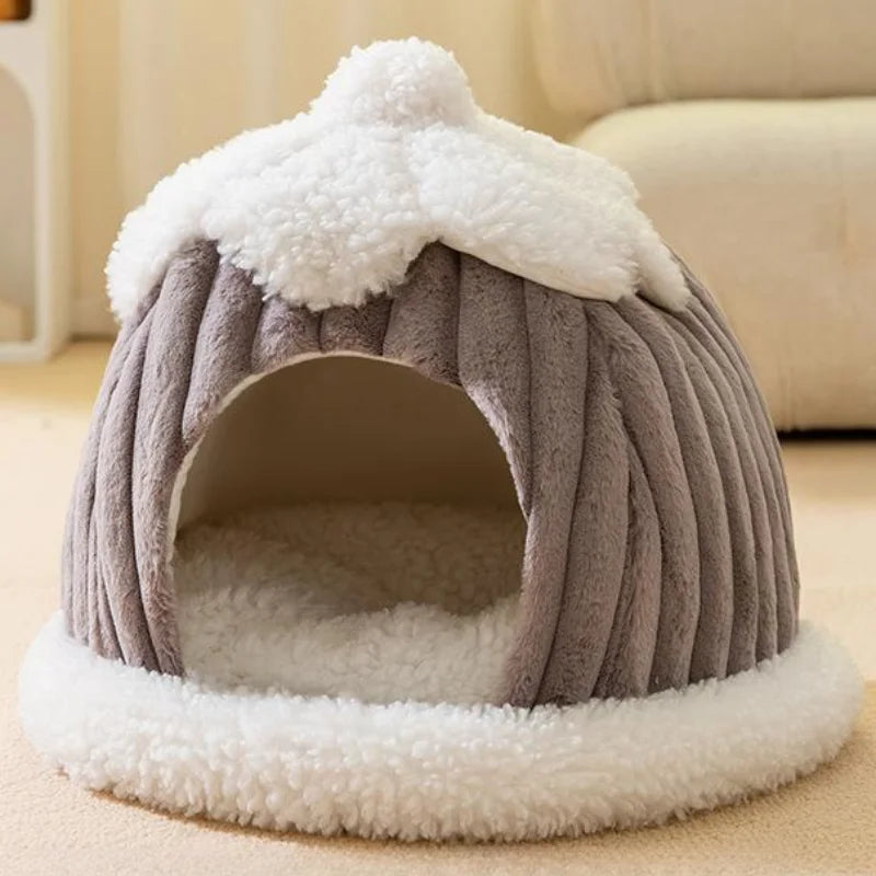 Winter Cozy Pet House – Warm Cave Bed for Cats & Small Dogs