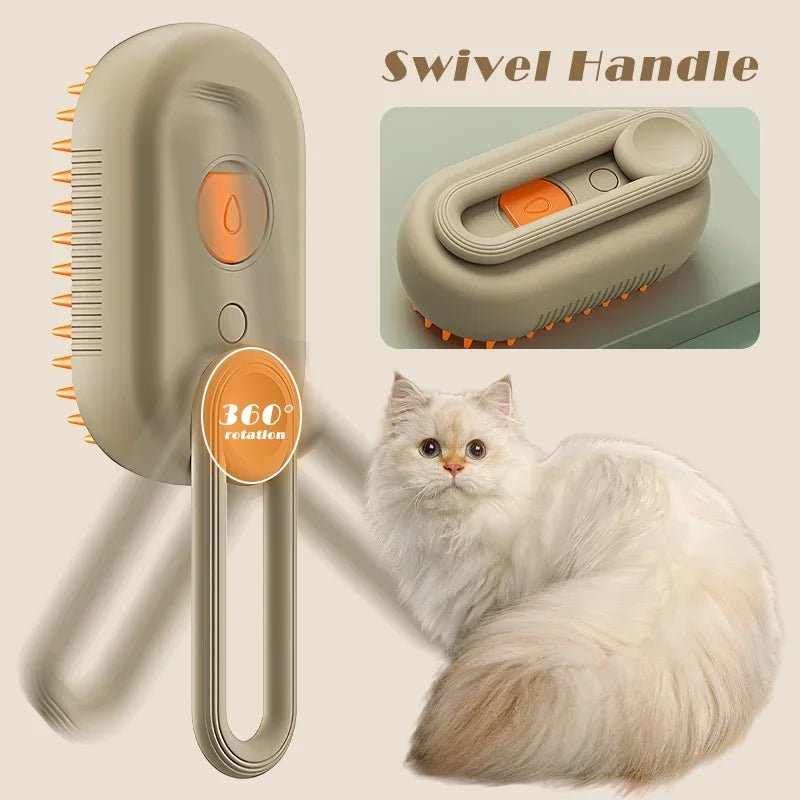 3-in-1 Steam Brush Cat Comb – Groom, Clean & Massage