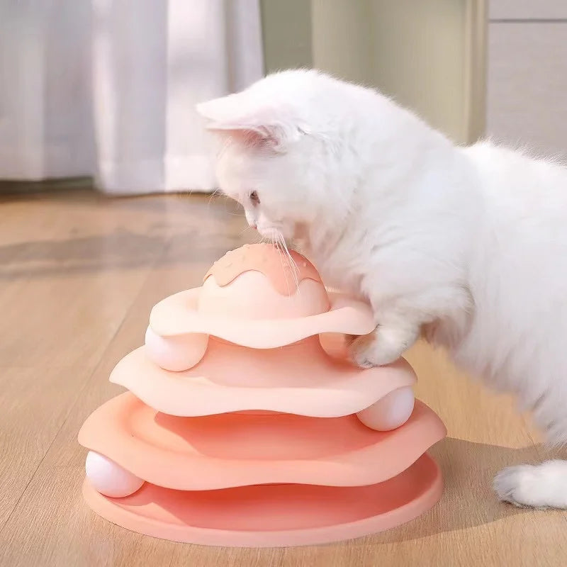 4-Layer Cat Track Tower – Interactive Fun Toy for Kittens