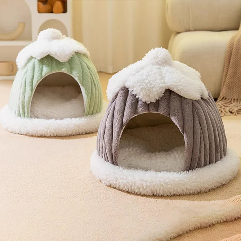 Winter Cozy Pet House – Warm Cave Bed for Cats & Small Dogs