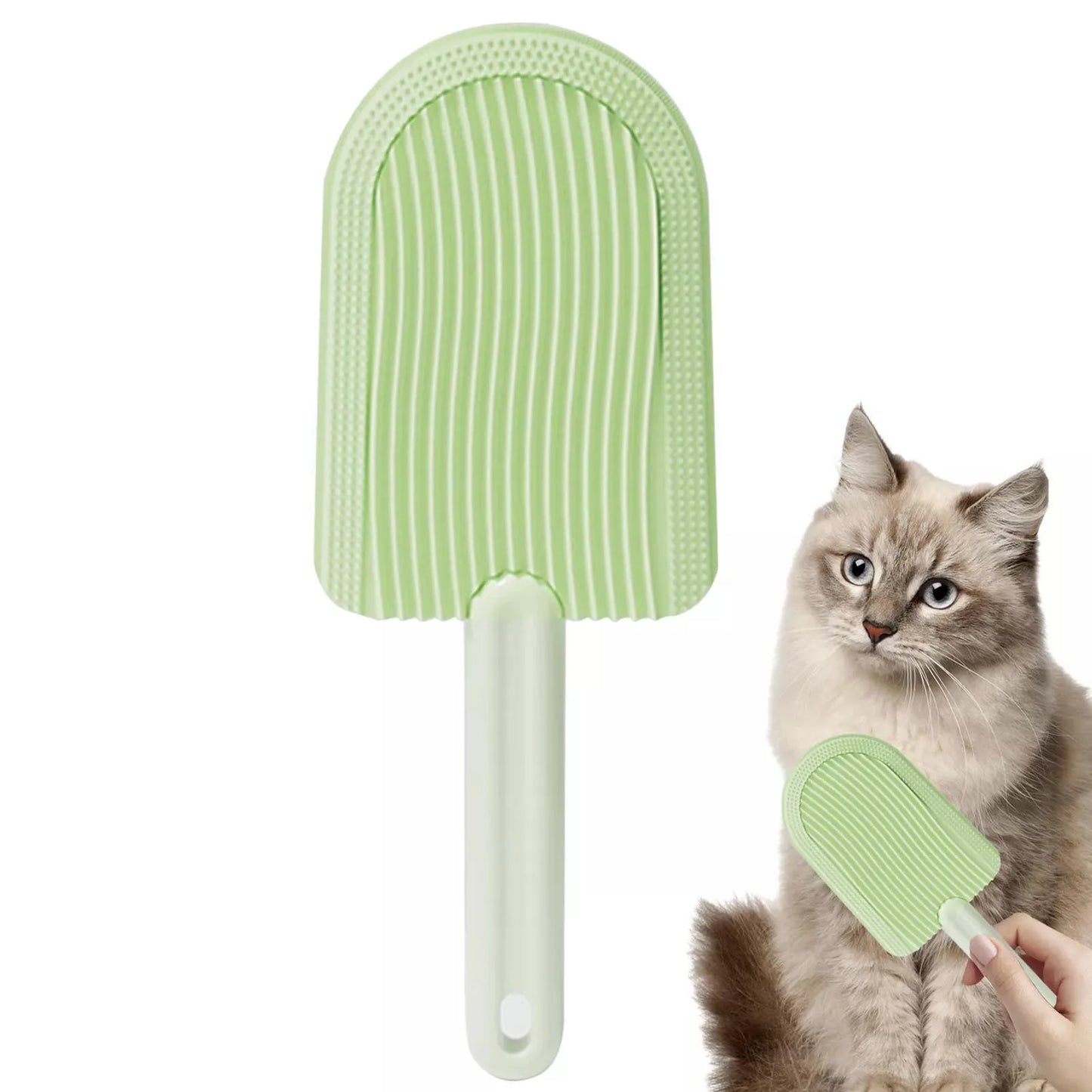 Pet Ice Cream Massage Comb – Soft, Rounded Bristles for Easy Fur Removal & Hairball Reduction