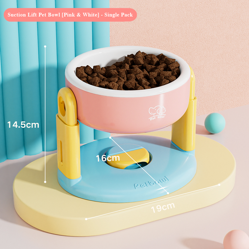 Suction Cup Adjustable Pet Bowl – Tilted, Spill-Proof & Neck-Friendly Design