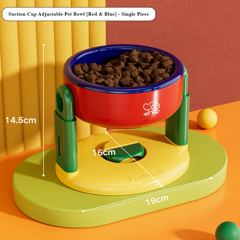 Suction Cup Adjustable Pet Bowl – Tilted, Spill-Proof & Neck-Friendly Design