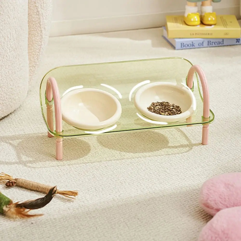 Double Elevated Cat Bowls – Adjustable Anti-Flip Food & Water Feeder