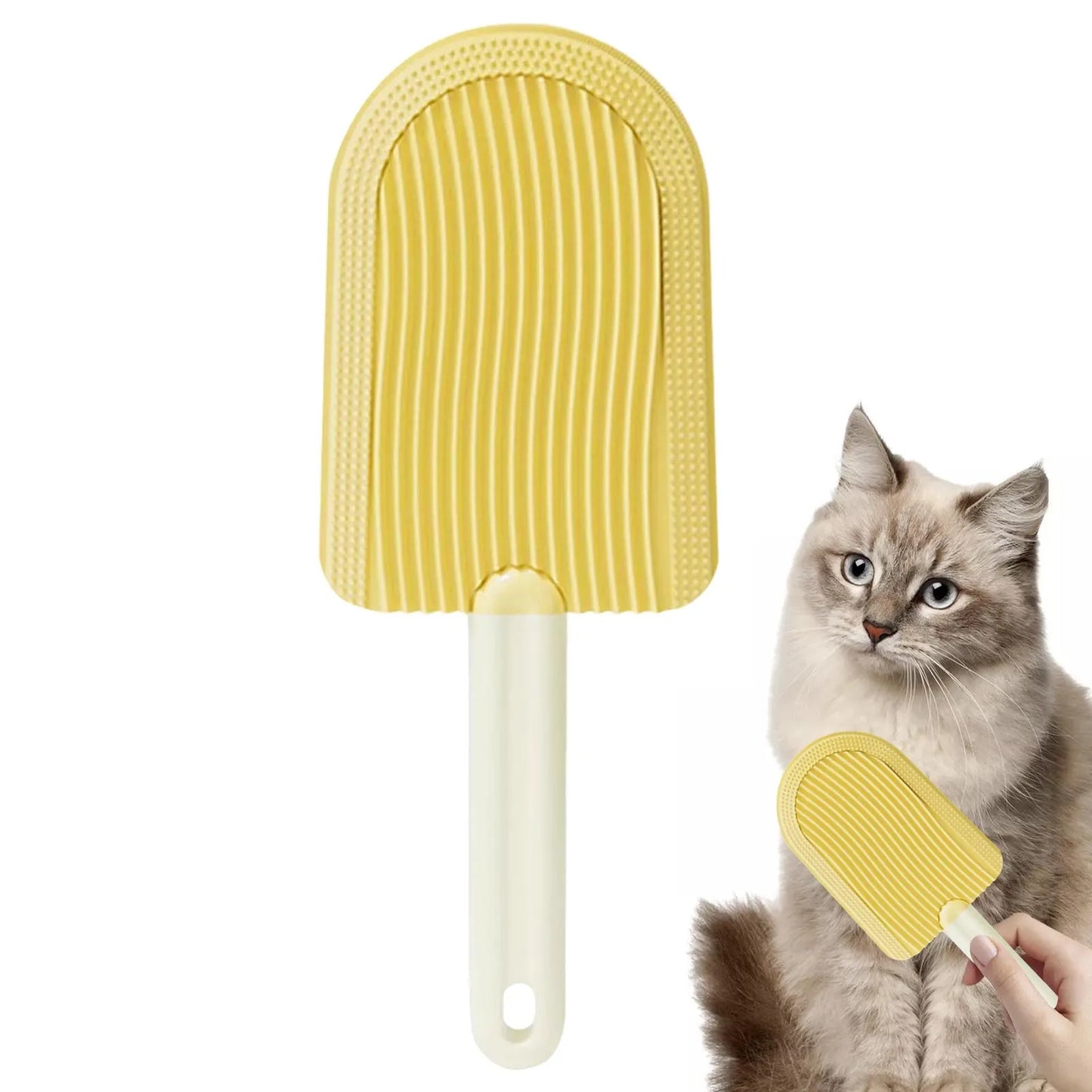 Pet Ice Cream Massage Comb – Soft, Rounded Bristles for Easy Fur Removal & Hairball Reduction