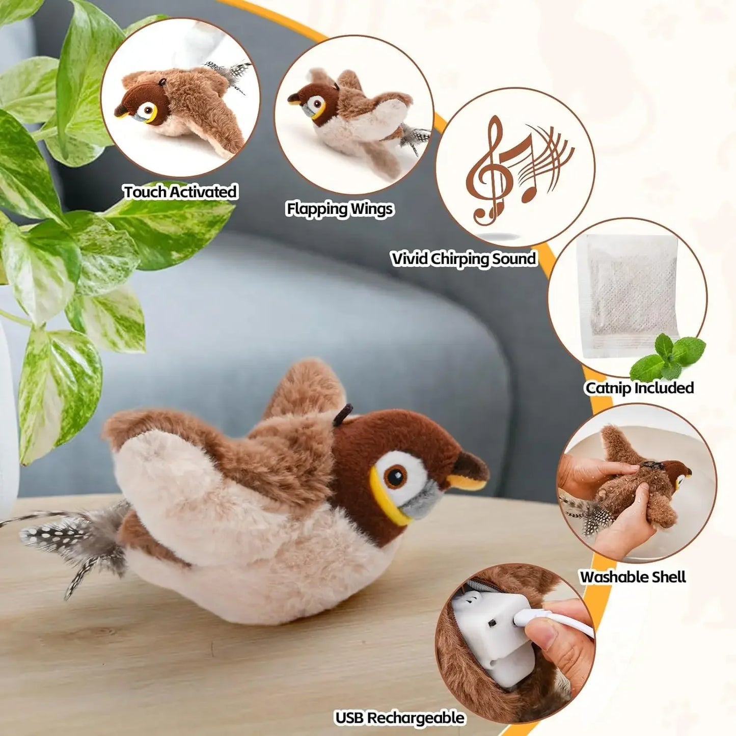 🦜 Interactive Chirping Flapping Bird Toy – The Ultimate Fun for Your Cat! 🐾