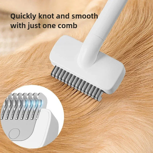 Double-Sided Pet Fur Knot Cutter & Shedding Comb