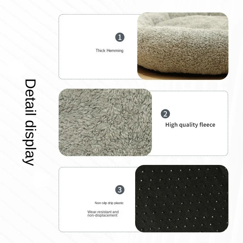 Round Pet Bed – Warm Fleece Nest for Small Pets