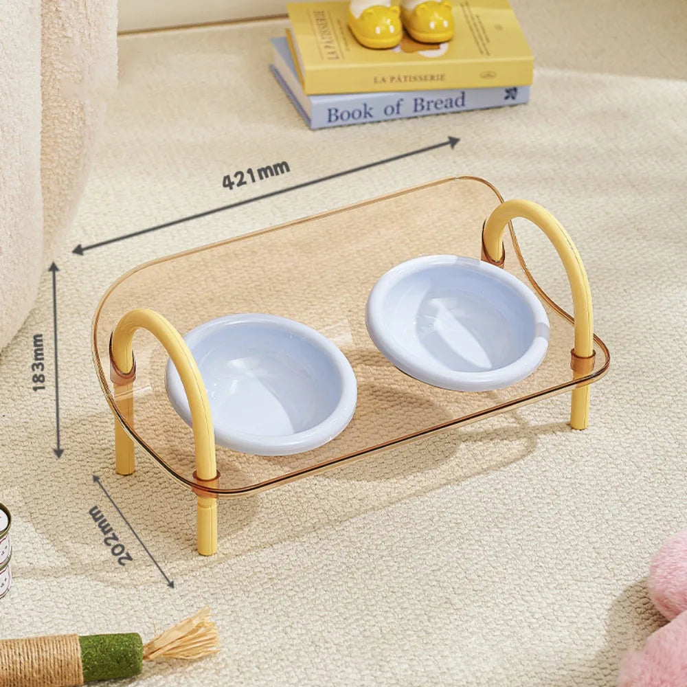 Double Elevated Cat Bowls – Adjustable Anti-Flip Food & Water Feeder
