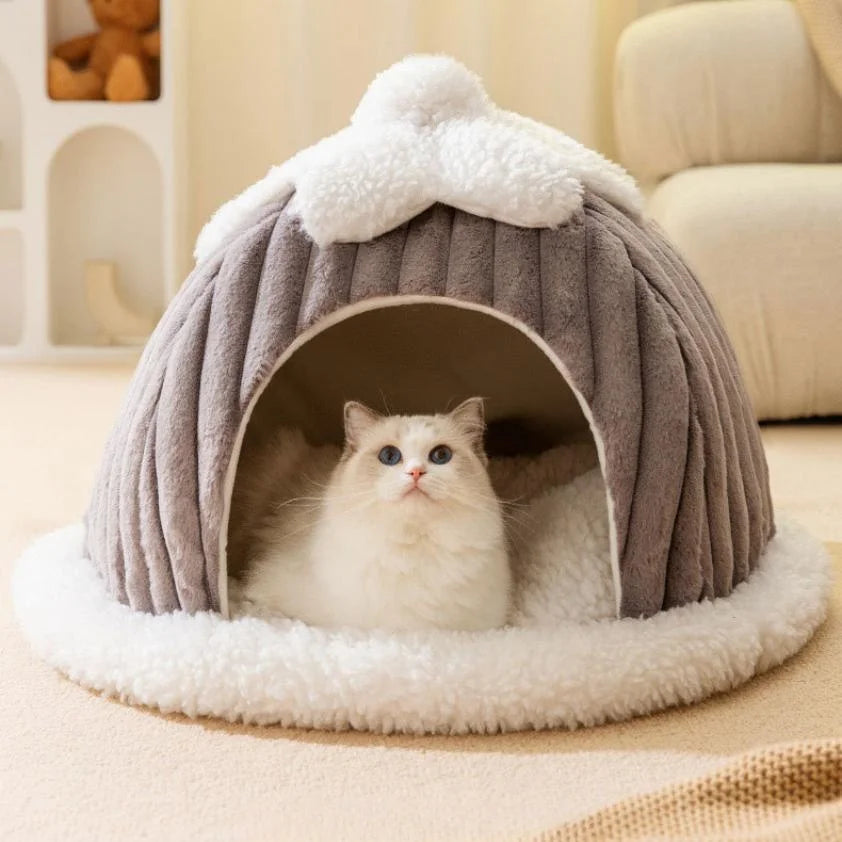 Winter Cozy Pet House – Warm Cave Bed for Cats & Small Dogs