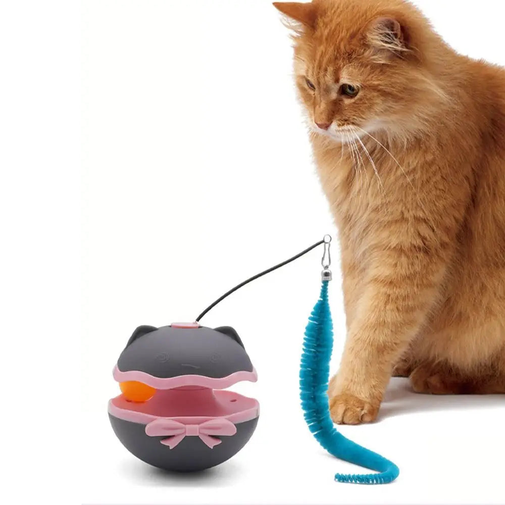 Interactive Cat Tumbler Toy with Bell – Spinning Roller Track & Teasing Stick