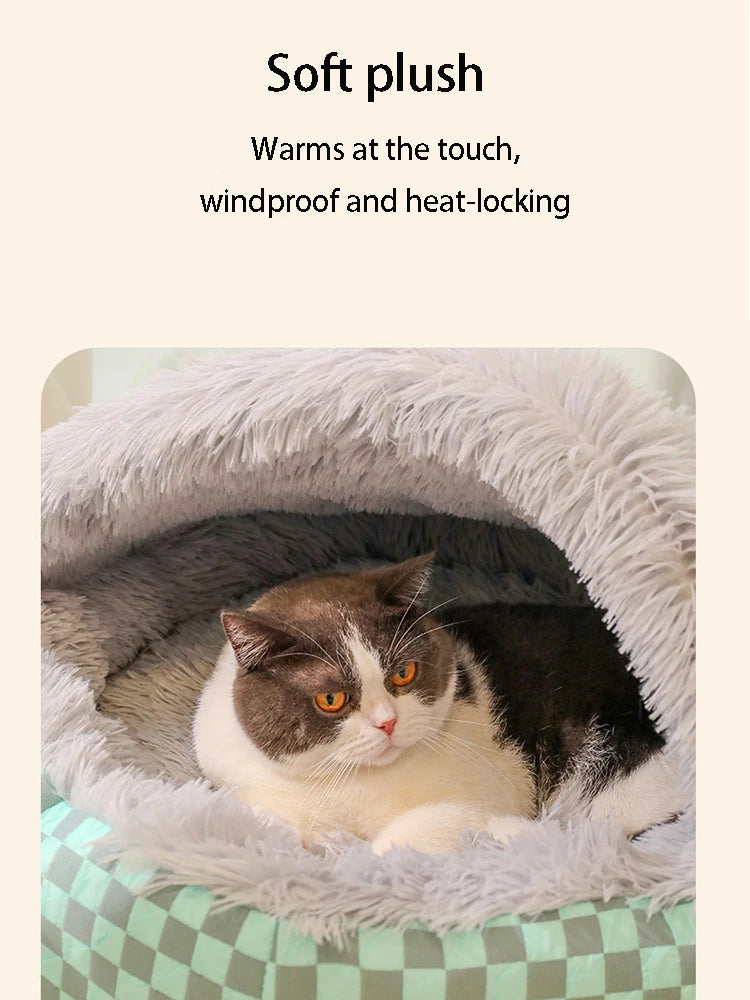 Pets Tent Cat House – Cozy Cave Nest with Mat for Winter Comfort