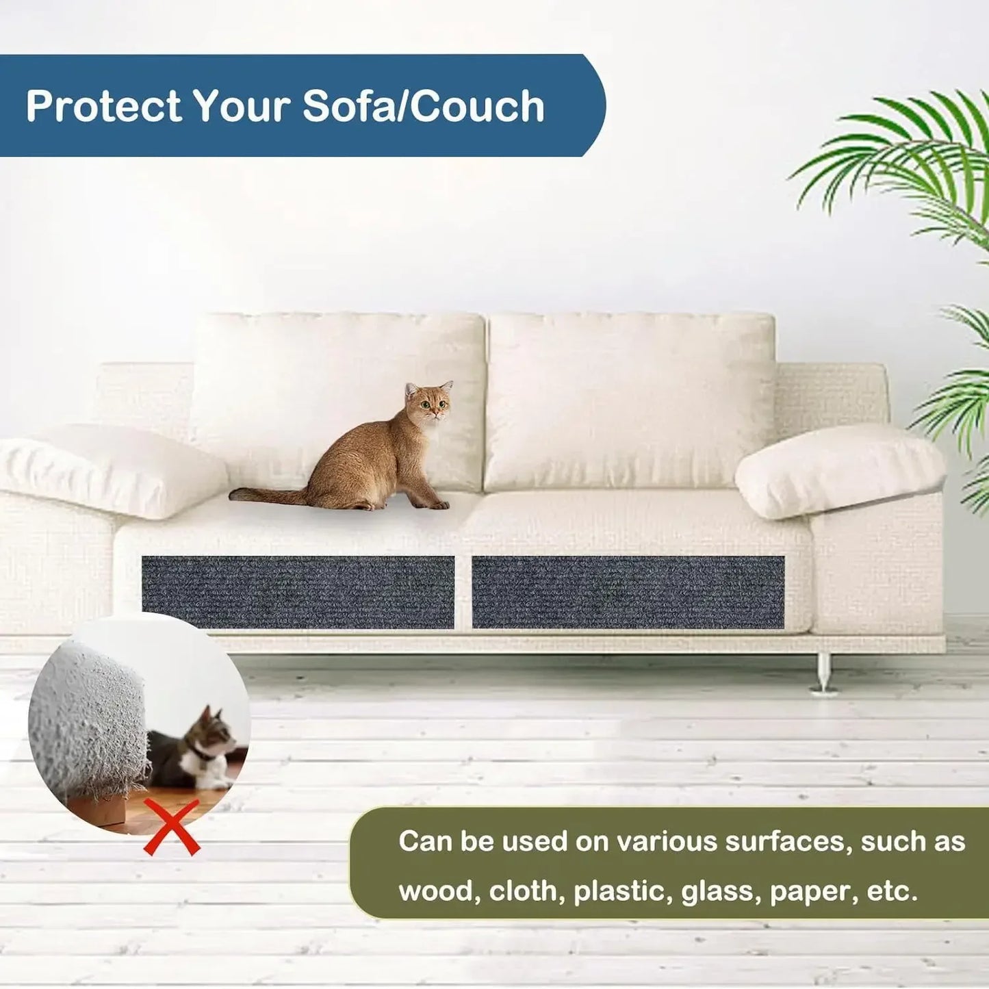 Self-Adhesive Cat Scratch Board – Wall-Mounted, Trimmable Sofa Protector