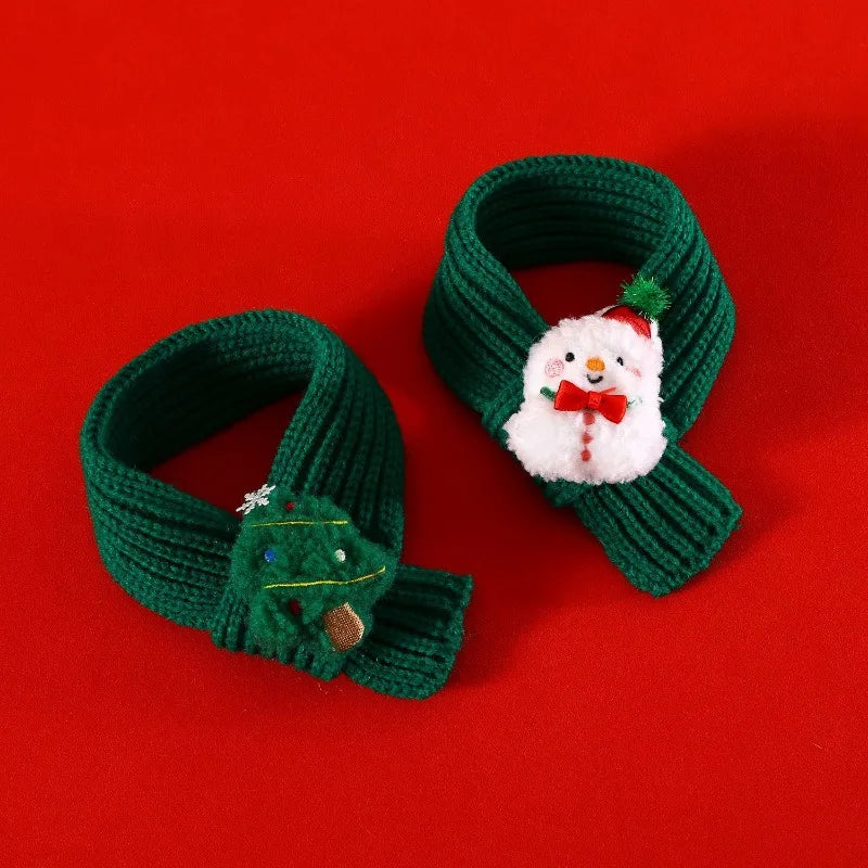 Christmas Knitted Pet Scarf – Red with Fuzzy Pompom
