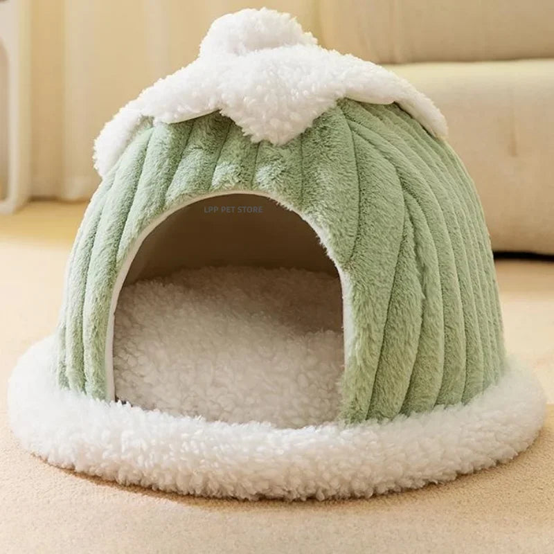 Winter Cozy Pet House – Warm Cave Bed for Cats & Small Dogs