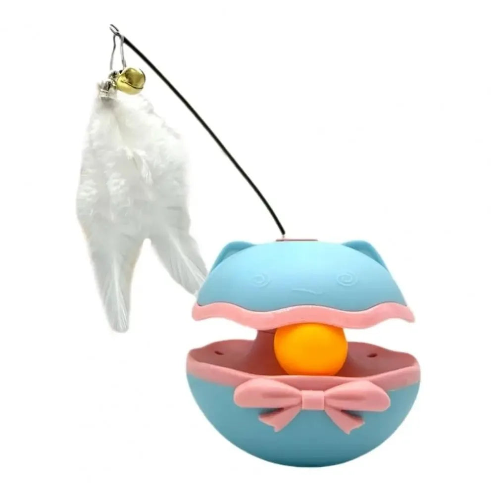 Interactive Cat Tumbler Toy with Bell – Spinning Roller Track & Teasing Stick