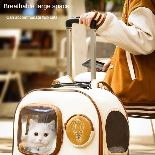 Portable Pet Trolley Case – Carrier with Wheels for Cats & Small Dogs