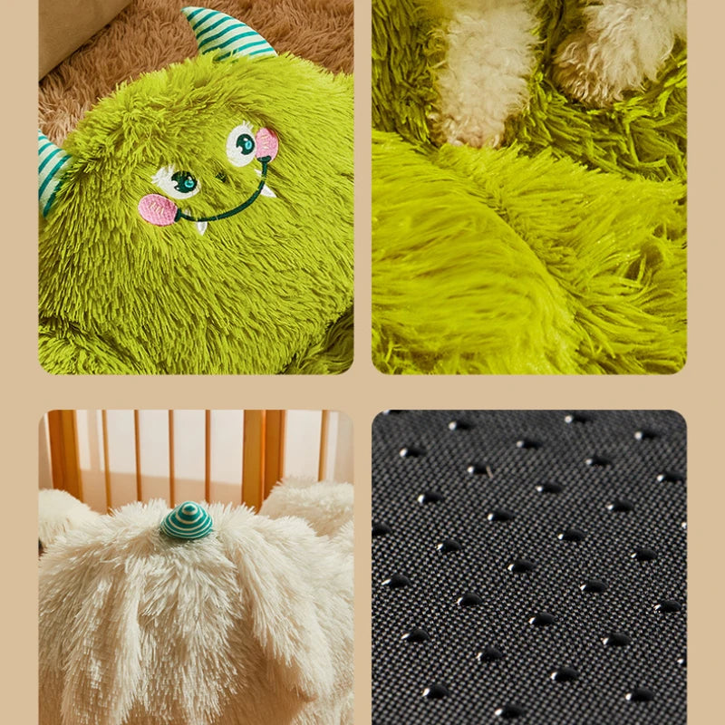 Cartoon Monster Pet Nest – Warm & Washable for Cats & Dogs