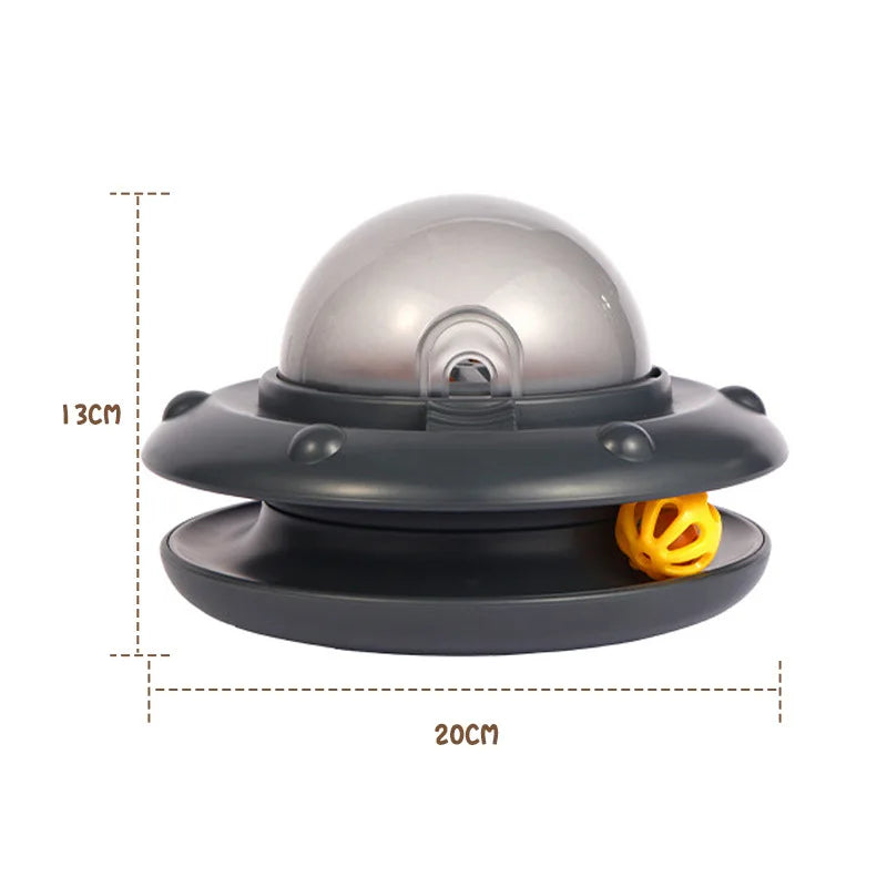 Spaceship Cat Turntable Toy – Interactive Treat Dispenser & Teaser (2025)