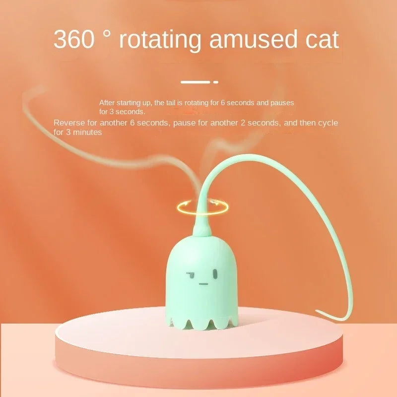 USB Electric Rolling Ball Cat Toy – Interactive Teaser with Mouse Tail