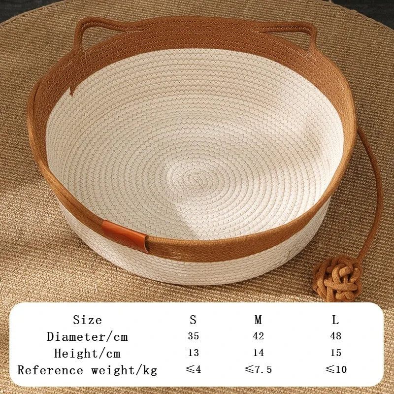 Handwoven Rattan Cat Bed – Cozy, Scratch-Resistant & Washable