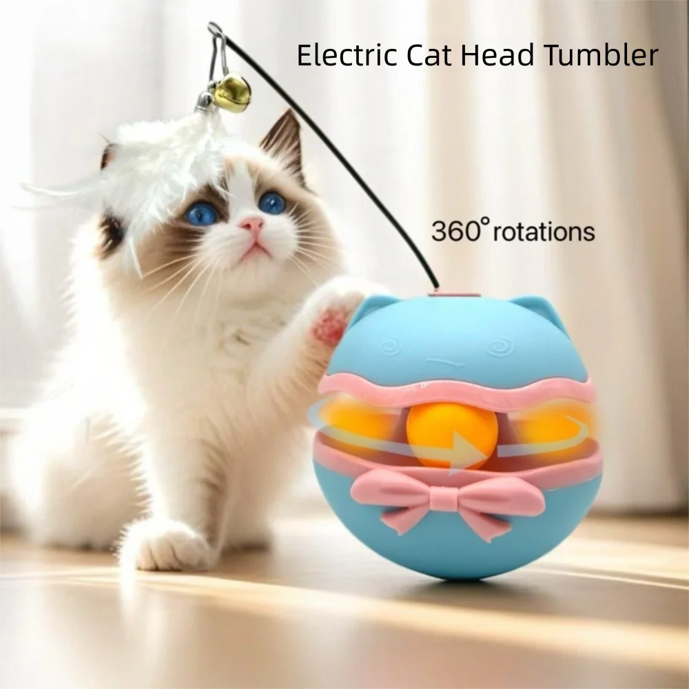 Interactive Cat Tumbler Toy with Bell – Spinning Roller Track & Teasing Stick