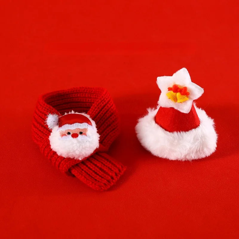 Christmas Knitted Pet Scarf – Red with Fuzzy Pompom