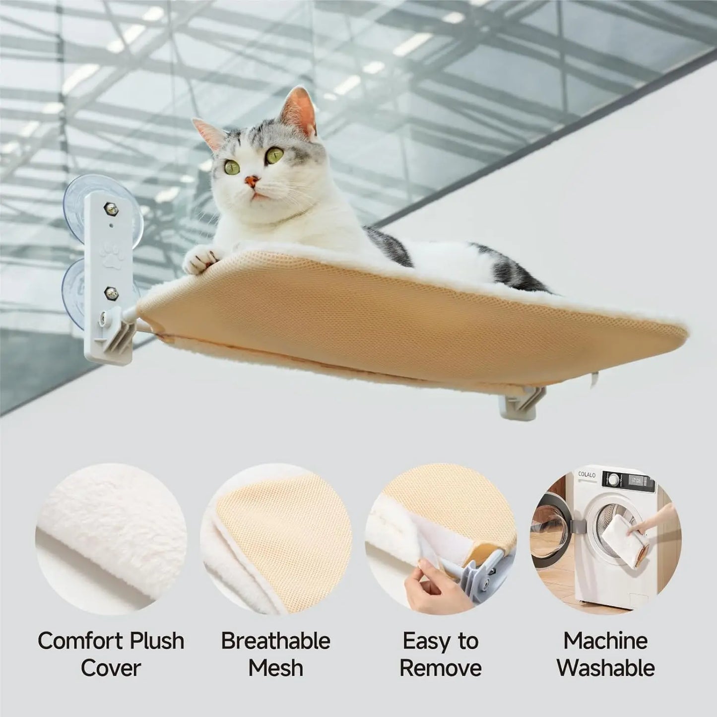 Foldable Cat Window Perch – Sturdy Steel Frame, Cozy Seat for Indoor Cats!
