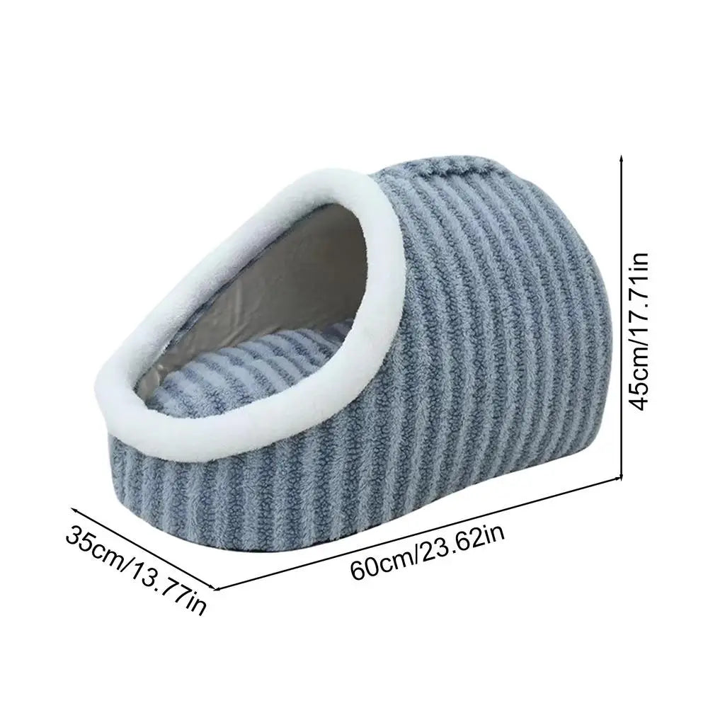 Cozy Slipper Cat Cave – Covered Hideaway Bed for Indoor Cats