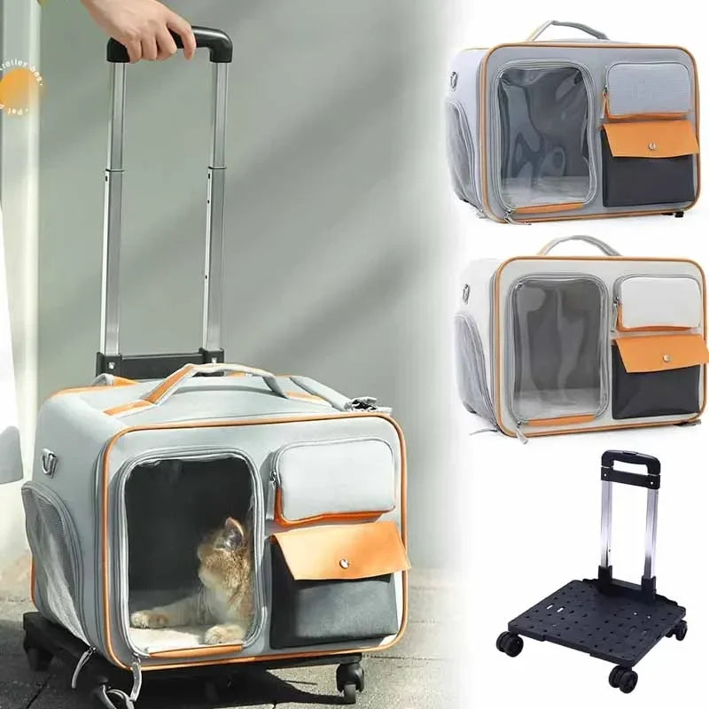 Portable Pet Backpack & Stroller – Trolley Case for Cats & Small Dogs