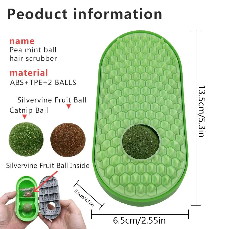 Catnip Wall Ball & Self-Groomer – Fun, Lickable Toy & Face Scraper!