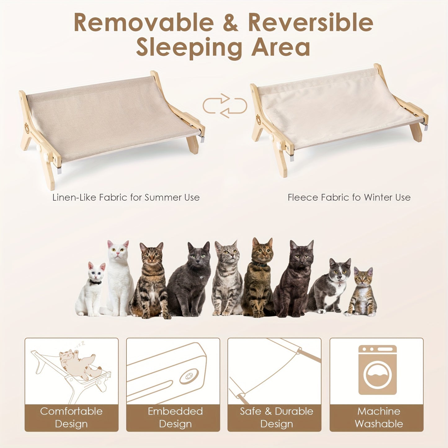 Adjustable Cat Window Perch – Hardwood & Metal Frame for Indoor Cats