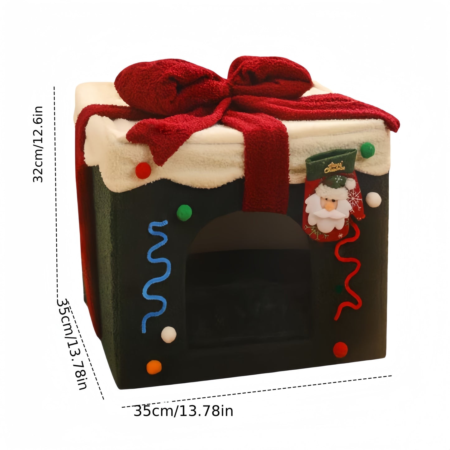 Christmas-Themed Cat House – Warm Festive Indoor Bed with Toy