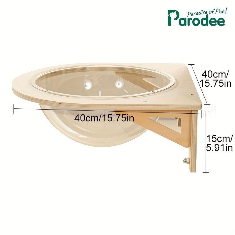 Window View Cat Hammock – Sturdy Wood, Suction Cup Design, Cozy for Glass Windows