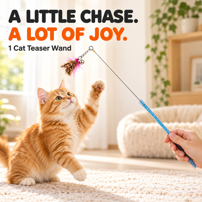 Cat playing with one Best Pet Toys feather bug teaser wand