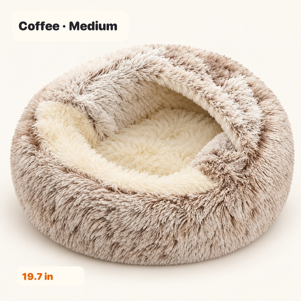 Coffee Medium soft fleece cat bed, 19.7 inches