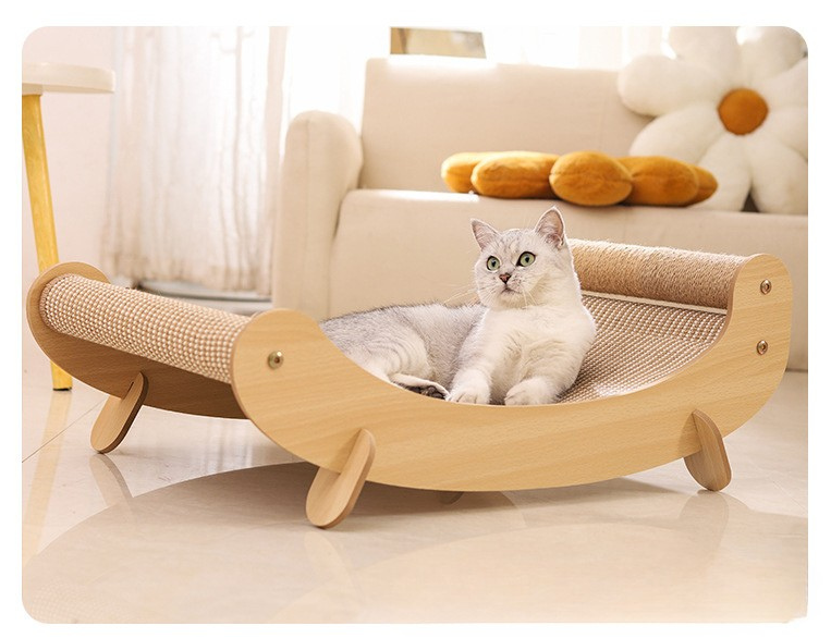 Multi-Functional Scratching Bed – Sturdy, Durable Natural Wood Frame