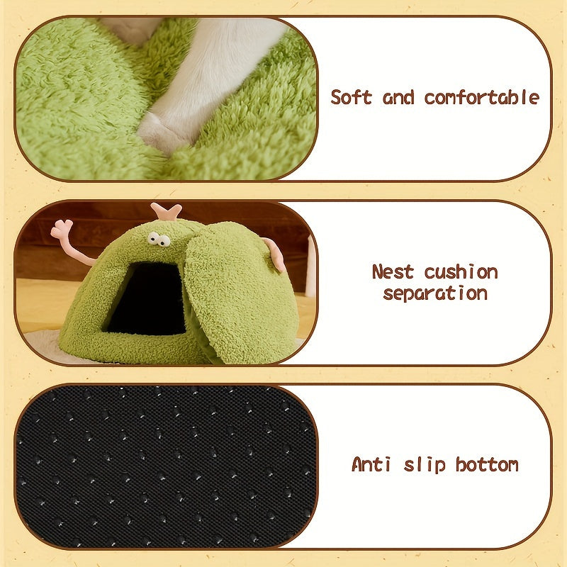 Monster-Shaped Cat & Dog Bed – Semi-Enclosed, Warm & Cozy Design