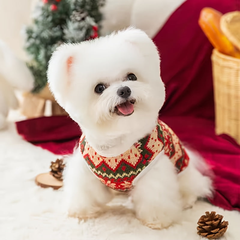 Christmas Dog Sweater with 3D Bear Design – Warm & Festive