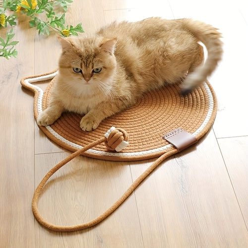 Deluxe Sisal Cat Scratching Mat – Durable Pad with Ball Toy